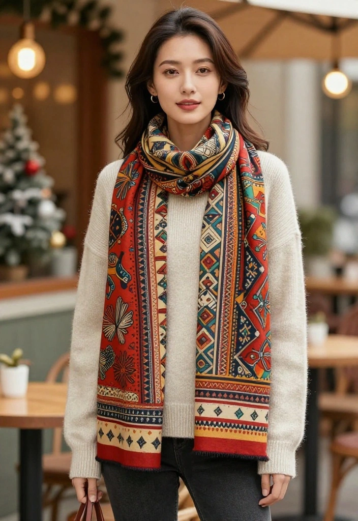 12 Winter Scarf Outfit Inspirations for Women That Add Warmth - 7. Trendy Oversized Sweater with a Statement Scarf 1