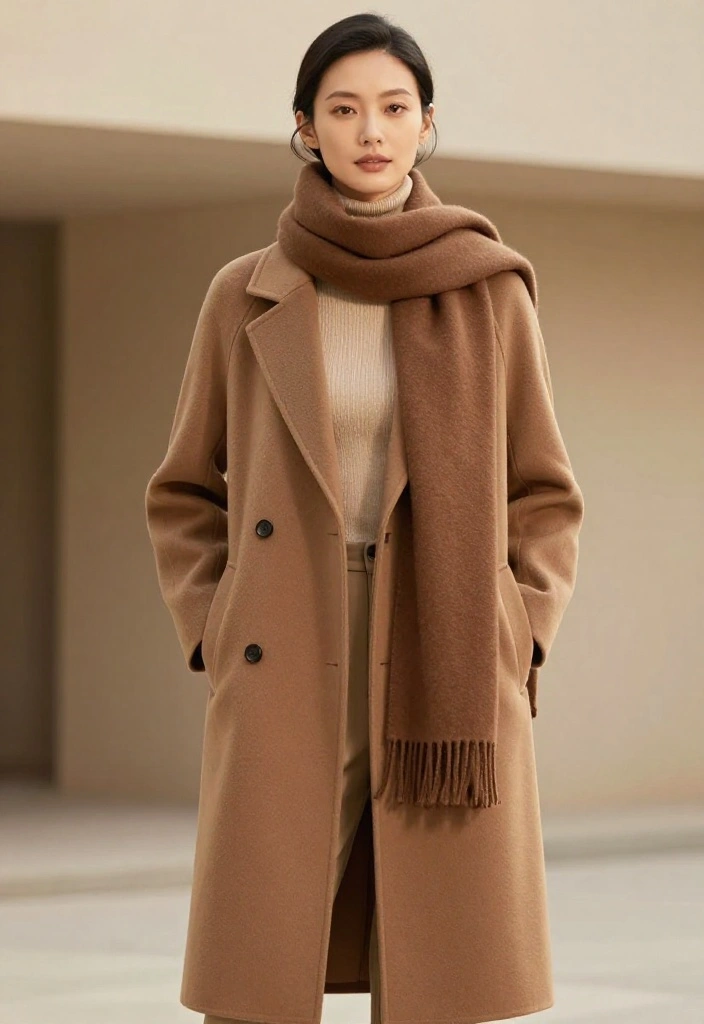 12 Winter Scarf Outfit Inspirations for Women That Add Warmth - 8. Minimalist Look with a Classic Scarf 1