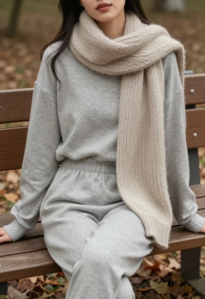 12 Winter Scarf Outfit Inspirations for Women That Add Warmth - 9. Relaxed Jumpsuit with a Cozy Scarf 1