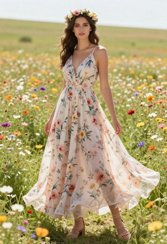 14 18th Birthday Outfit Concepts That Stand Out in Photos - 1. Flowing Maxi Dress with Floral Prints 1