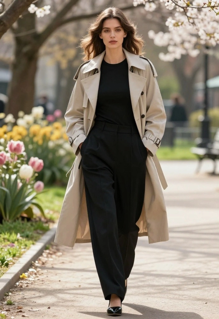 14 Baggy Black Trousers Outfit Ideas That Still Look Polished - 13. Transitional Layers 1