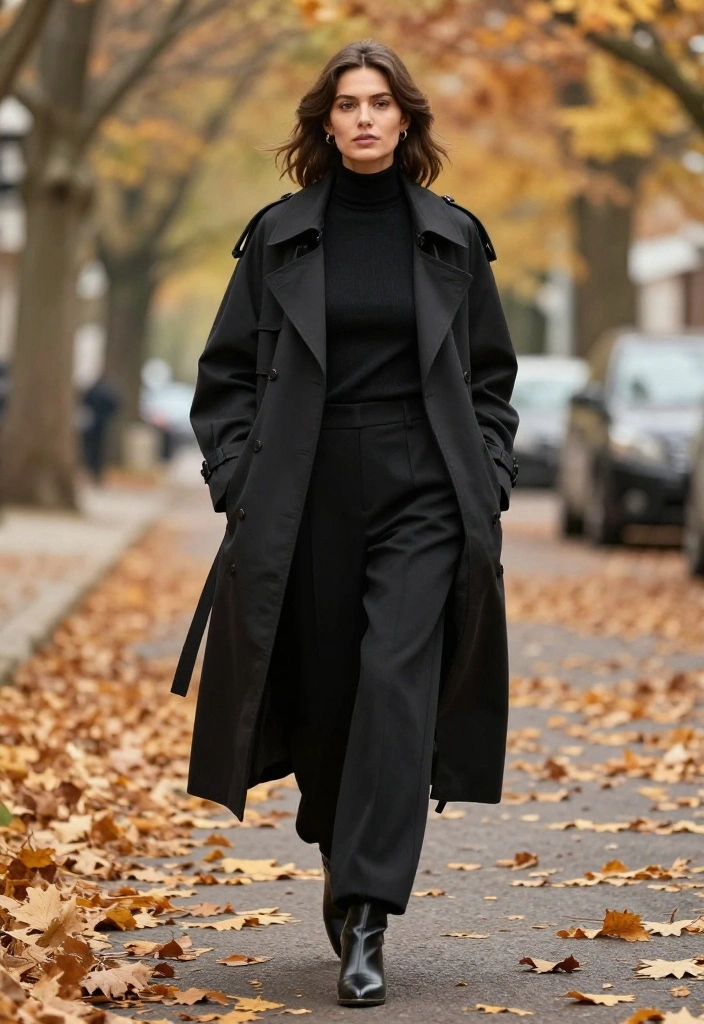 14 Baggy Black Trousers Outfit Ideas That Still Look Polished - 6. Layering for Fall 1