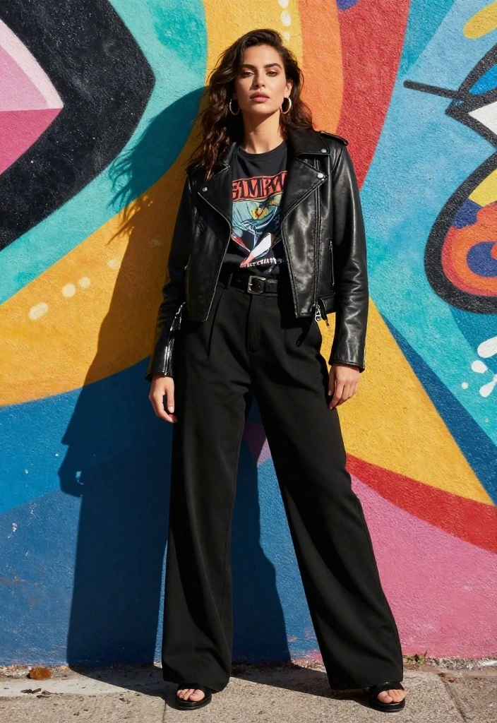 14 Baggy Black Trousers Outfit Ideas That Still Look Polished - 7. Street Style Edge 1