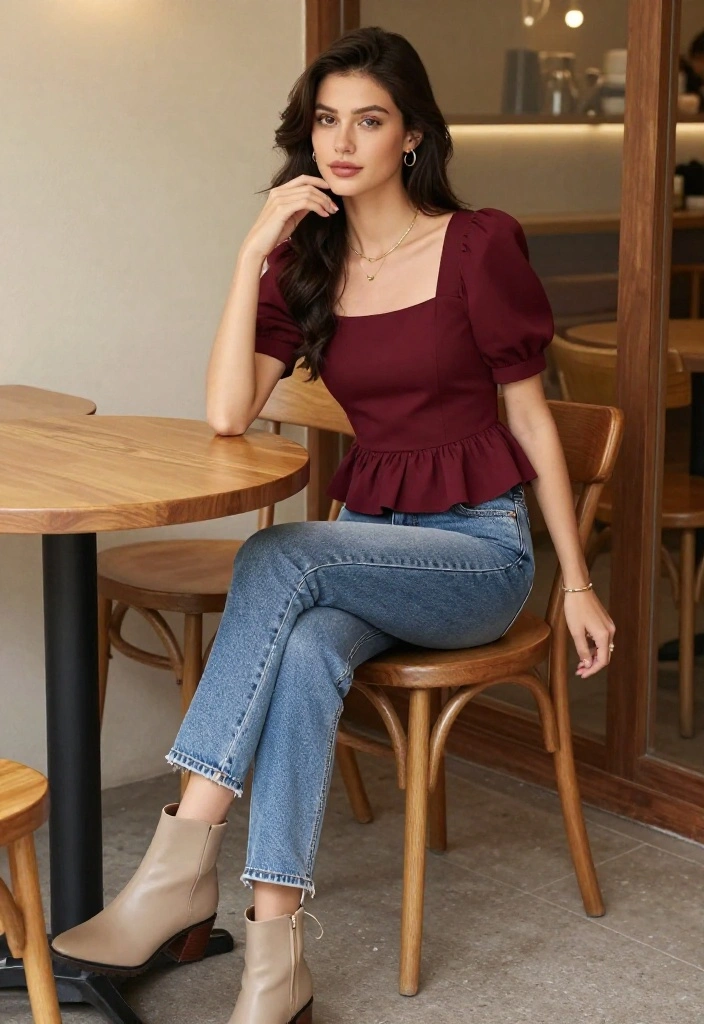 14 Casual Outfit Suggestions for Women That Take 5 Minutes - 11. The Charming Peplum Top and Jeans 1