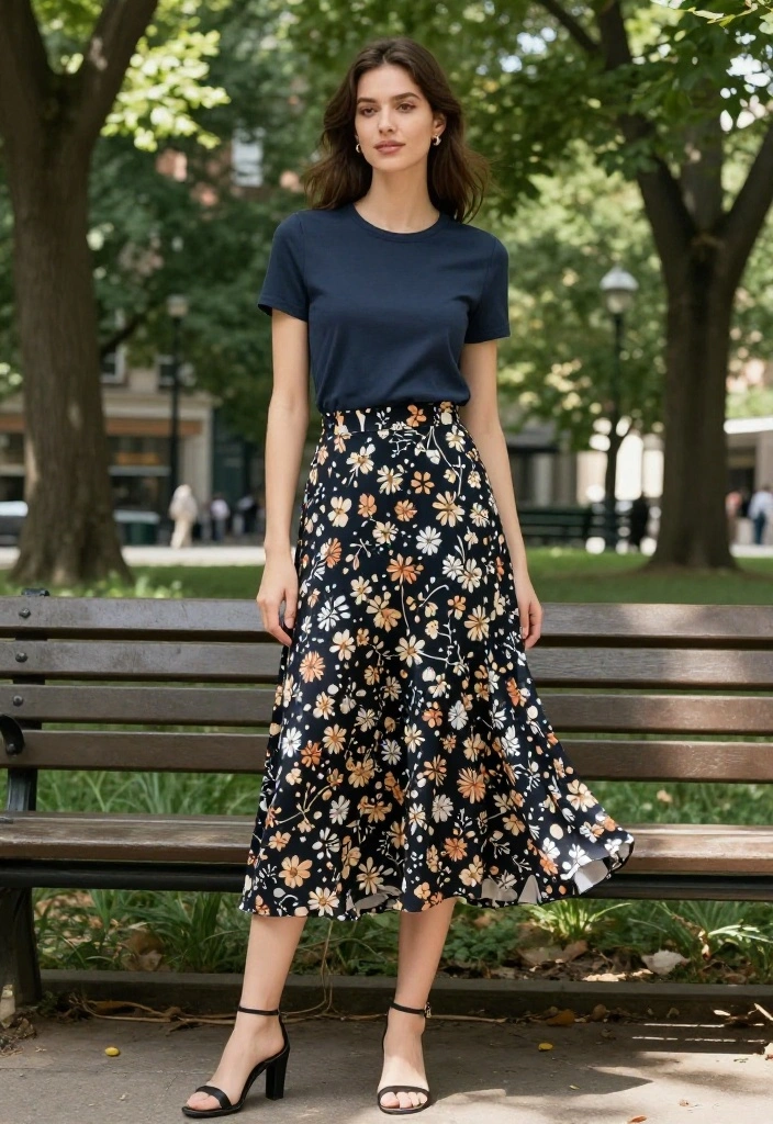 14 Ellie Williams Outfit Suggestions for Women You Can Wear Daily - 5. Layered Tee with a Midi Skirt 1
