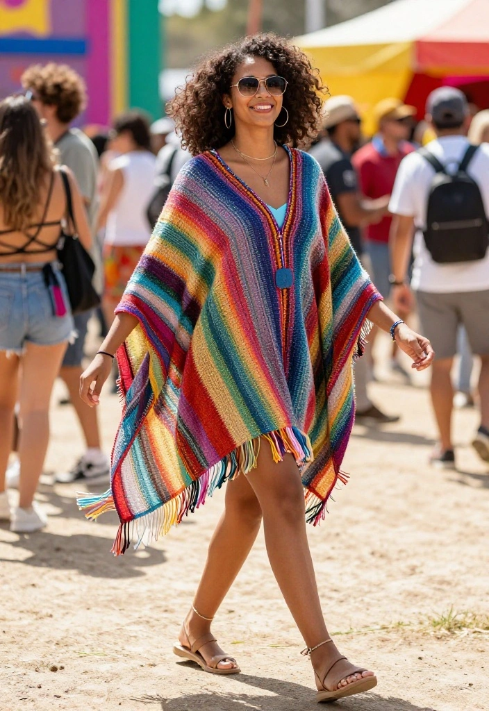 14 Metal Festival Attire Ideas for Women That Move and Breathe - 11. Lightweight Ponchos 1