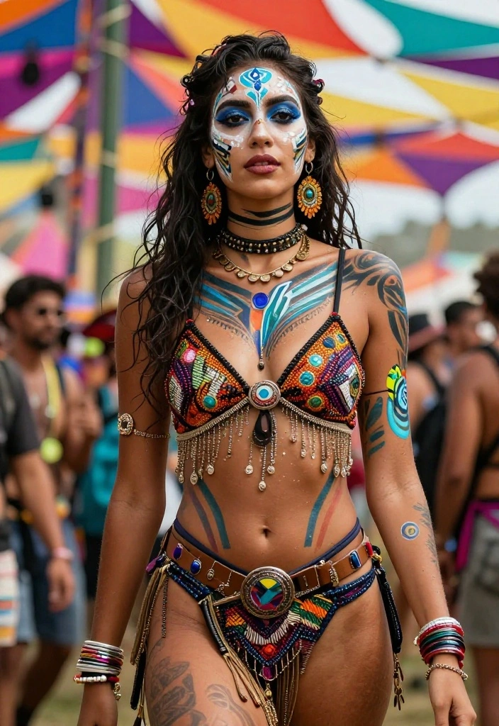 14 Metal Festival Attire Ideas for Women That Move and Breathe - 13. Artistic Face Paint & Body Art 1