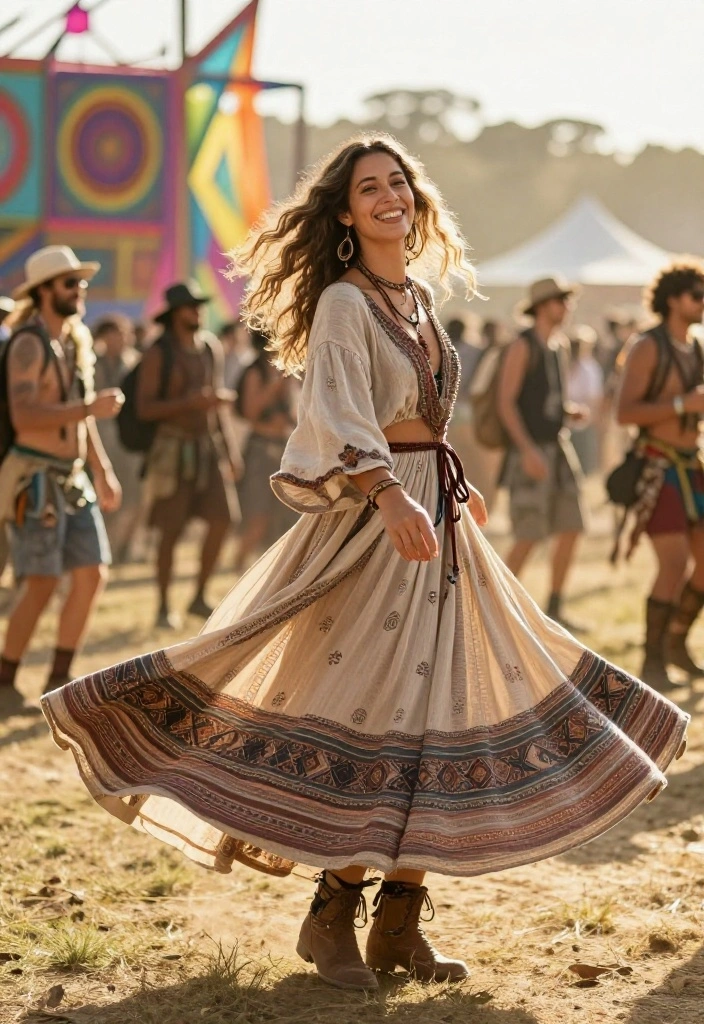 14 Metal Festival Attire Ideas for Women That Move and Breathe - 2. Flowing Bohemian Dresses 1