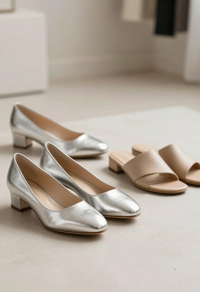 14 Silver Women Outfit Inspirations That Shine Without Looking Overdone - 7. Silver Shoes That Sparkle 1