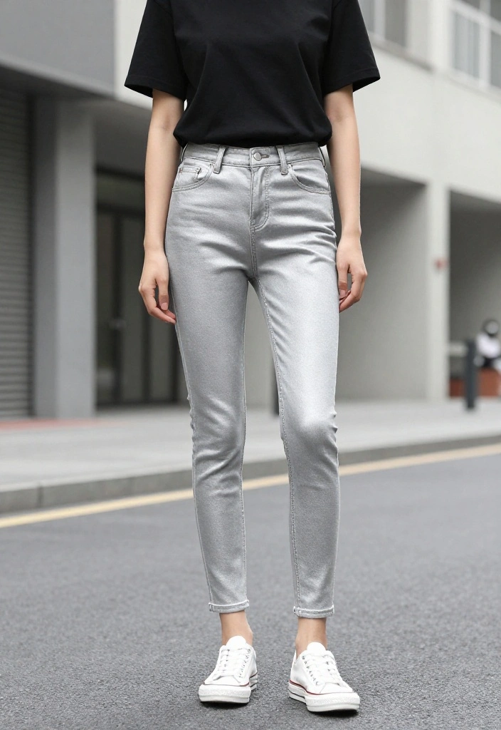 14 Silver Women Outfit Inspirations That Shine Without Looking Overdone - 9. Silver Denim Delight 1