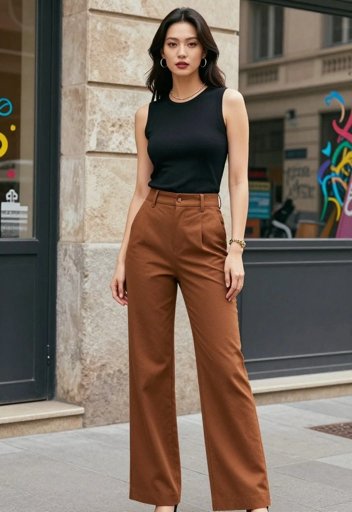 14 Women Outfit Ideas Con Pantalon Cafe That Match With Everything - 10. Bold Color Blocking 1