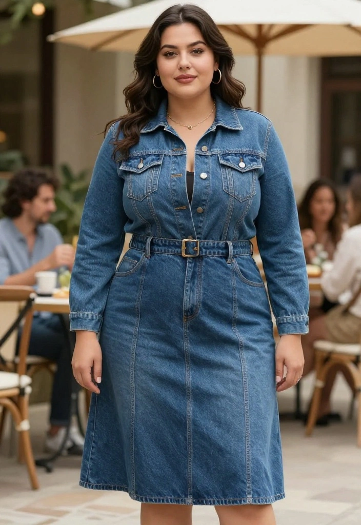 15 Blue Denim Skirt Outfit Suggestions for Women That Aren't Too Young - 15. Layered Look with Denim Jacket + Denim Skirt 1