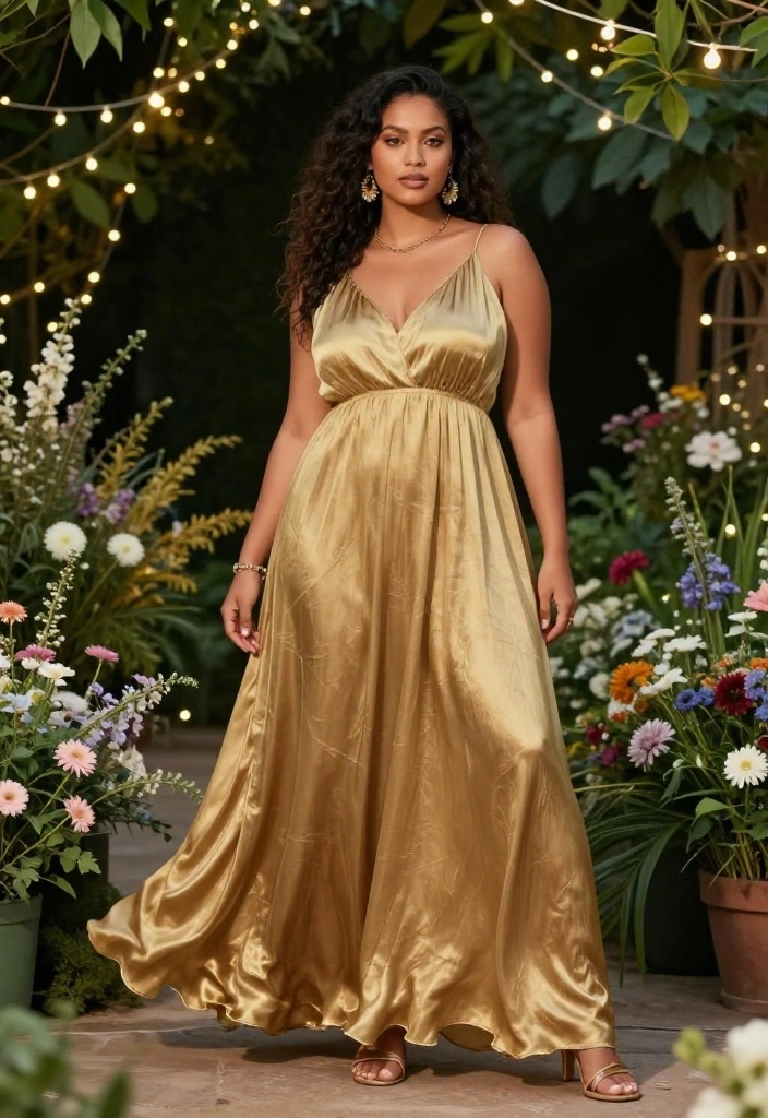 15 Gold Birthday Outfit Ideas for Women That Shine Without - 1. The Luxurious Gold Maxi Dress 1