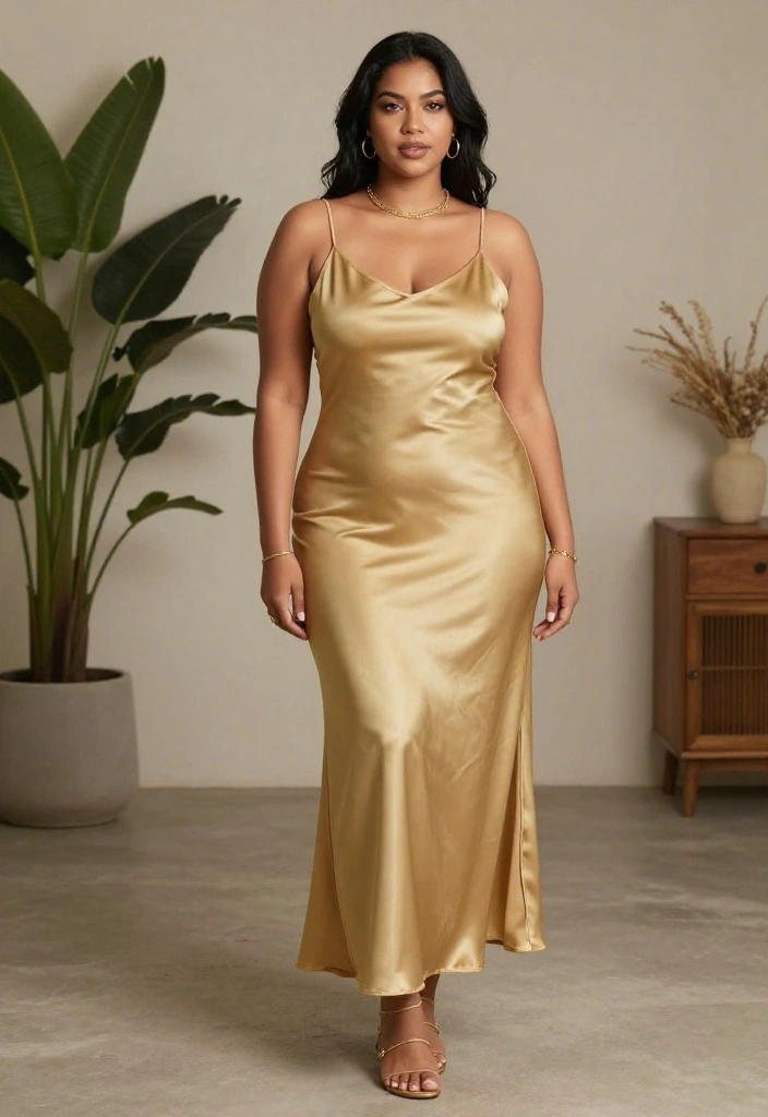 15 Gold Birthday Outfit Ideas for Women That Shine Without - 4. Elegant Gold Slip Dress 1