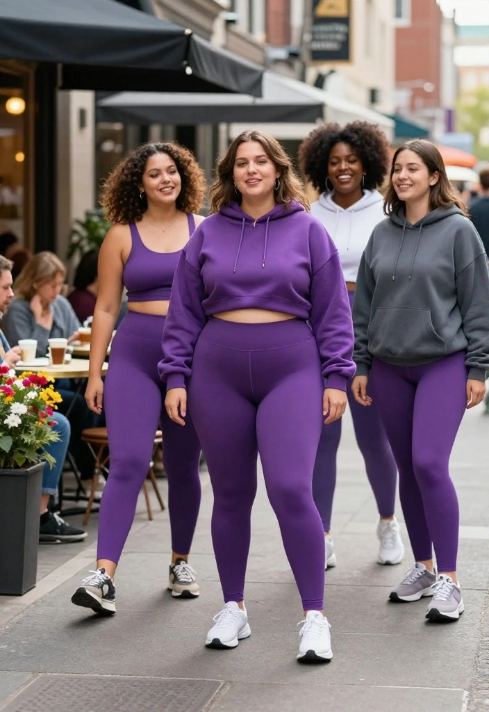 15 Purple Tights Outfit Ideas for Women That Don't Look Costume-Y - 1. Sporty Chic with a Oversized Hoodie 1