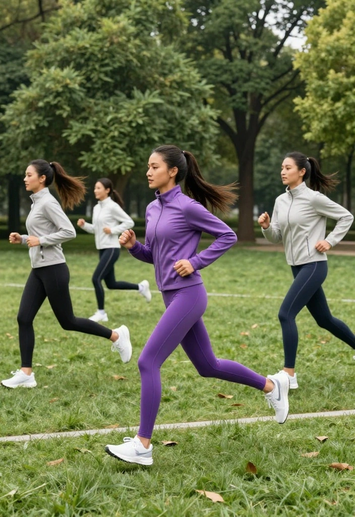 15 Purple Tights Outfit Ideas for Women That Don't Look Costume-Y - 14. Sporty Stripes with a Tracksuit 1