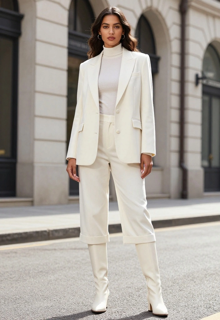 15 White Knee High Boots Outfit Ideas for Women That Avoid the Costume Read - 10. Monochrome Magic 1