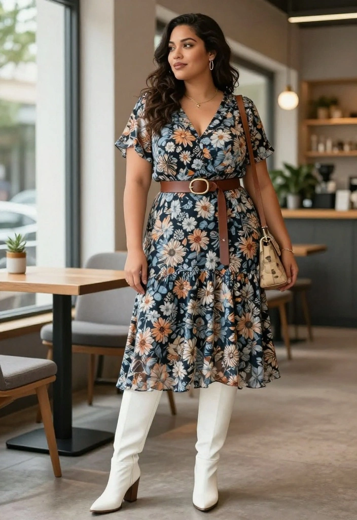 15 White Knee High Boots Outfit Ideas for Women That Avoid the Costume Read - 2. Effortless Chic with Midi Dresses 1