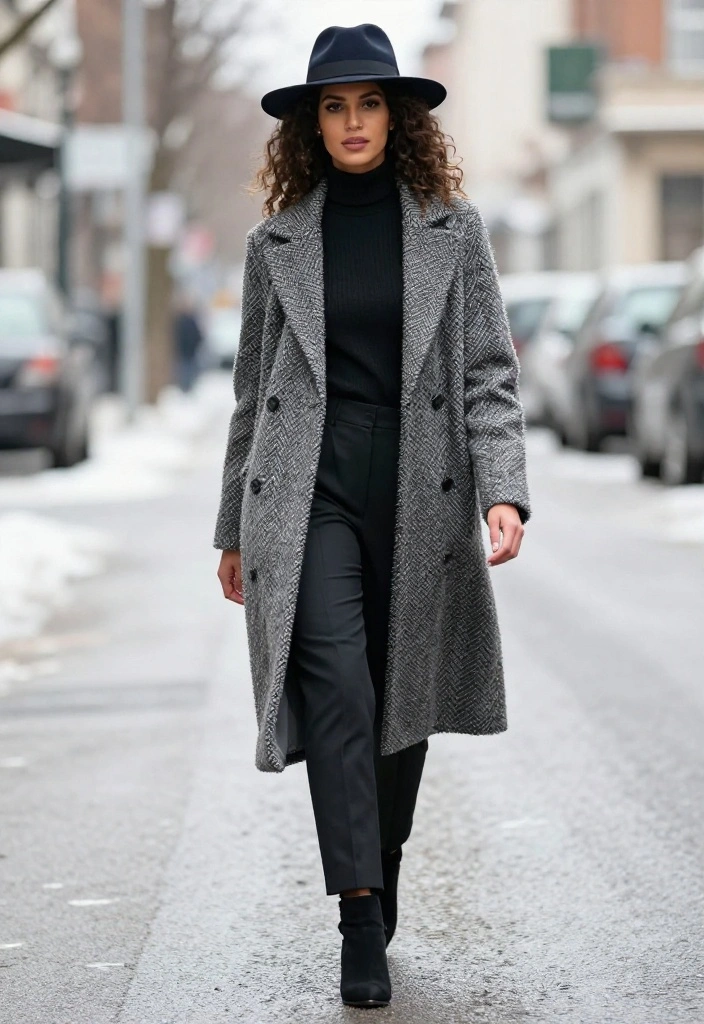 15 Winter Hat Outfit Suggestions for Women That Don't Ruin Your Hair - 14. Fedora with Textured Coat 1