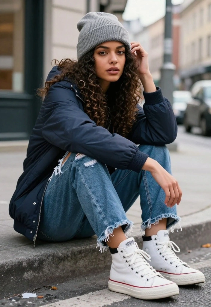 15 Winter Hat Outfit Suggestions for Women That Don't Ruin Your Hair - 15. Earflap Beanie with Distressed Jeans 1