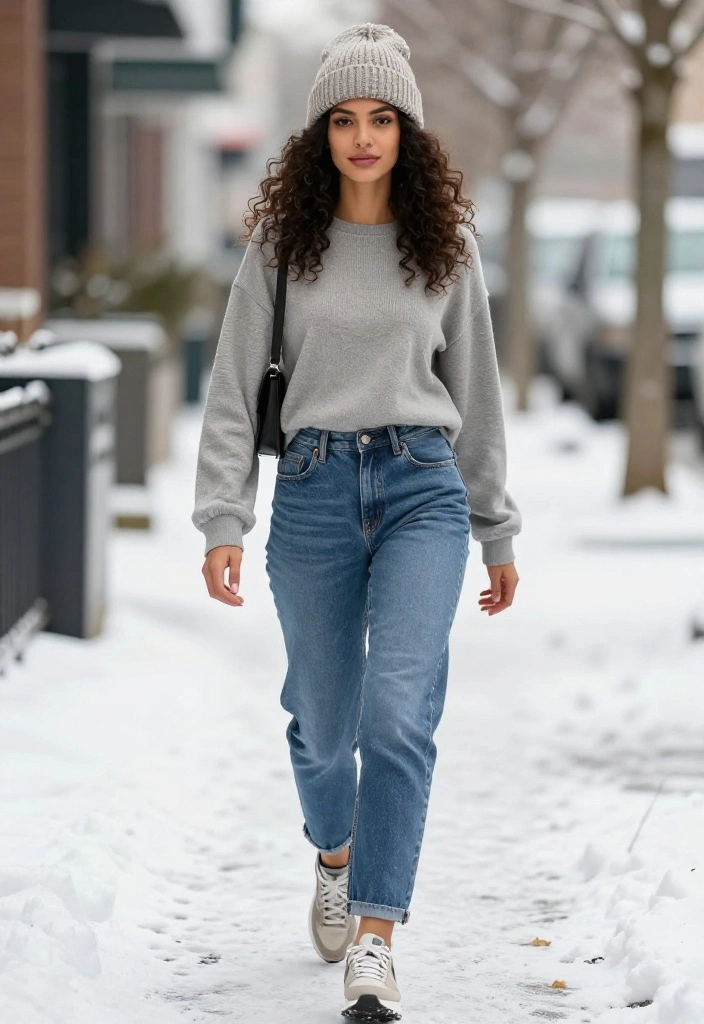 15 Winter Hat Outfit Suggestions for Women That Don't Ruin Your Hair - 6. Beanie with Layered Long Sleeve 1