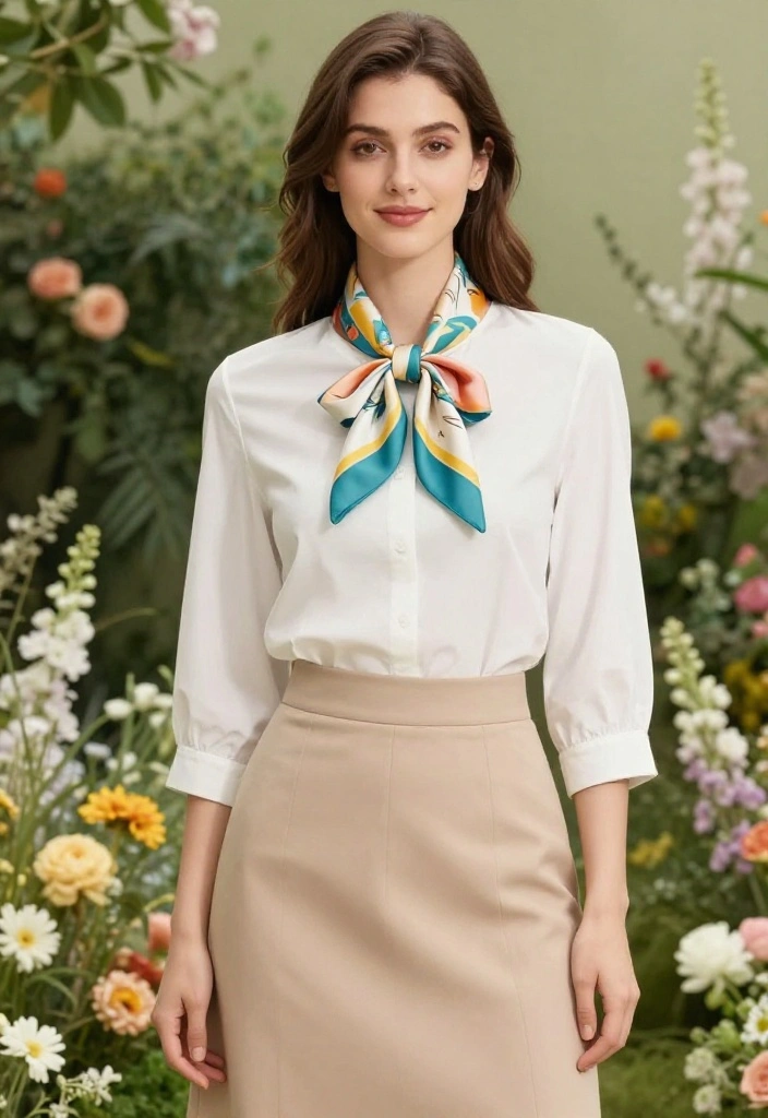 15 Women Outfit Ideas With Scarf That Stay Put and Don't Slip Off - 12. The Playful Bow 1