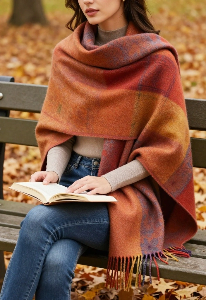 15 Women Outfit Ideas With Scarf That Stay Put and Don't Slip Off - 3. The Relaxed Shawl Style 1