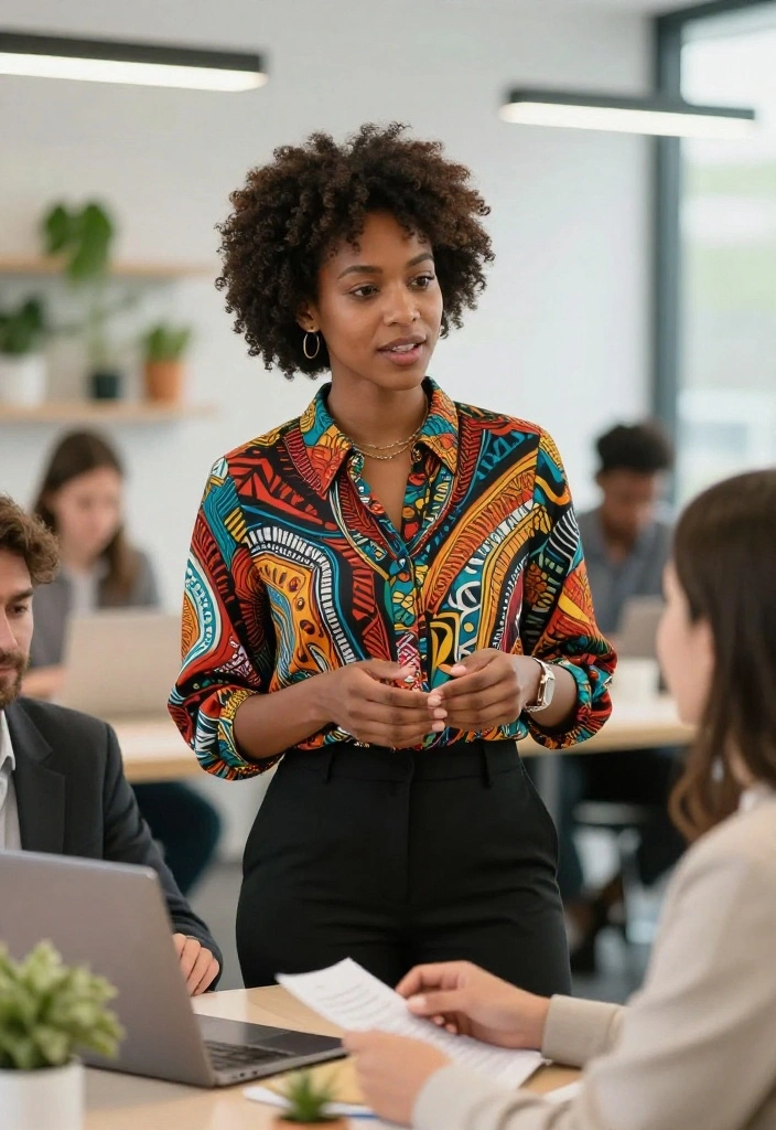 18 Women Outfit Work Office Suggestions That Follow Dress Code - 15. Colorful and Bold Patterns for Impact 1