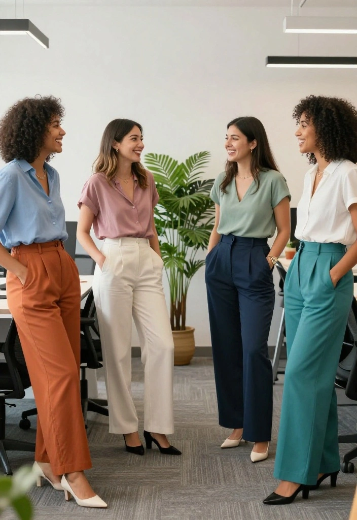 18 Women Outfit Work Office Suggestions That Follow Dress Code - 3. Stylish Wide-Leg Trousers with a Sustainable Twist 1