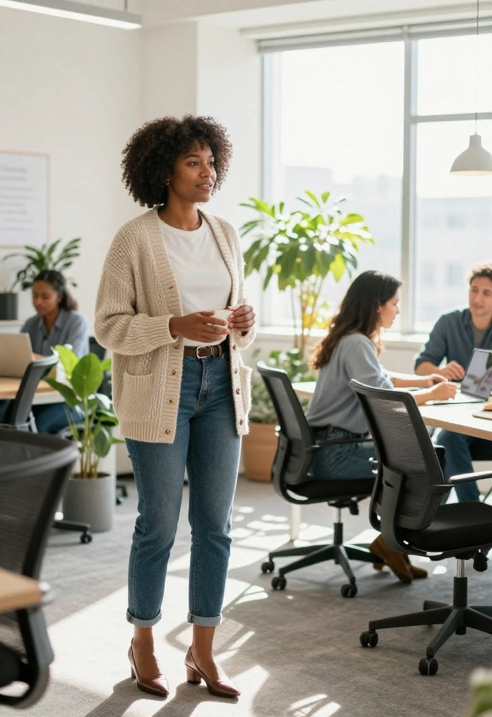 18 Women Outfit Work Office Suggestions That Follow Dress Code - 8. Eco-Friendly Cardigans for Layering 1