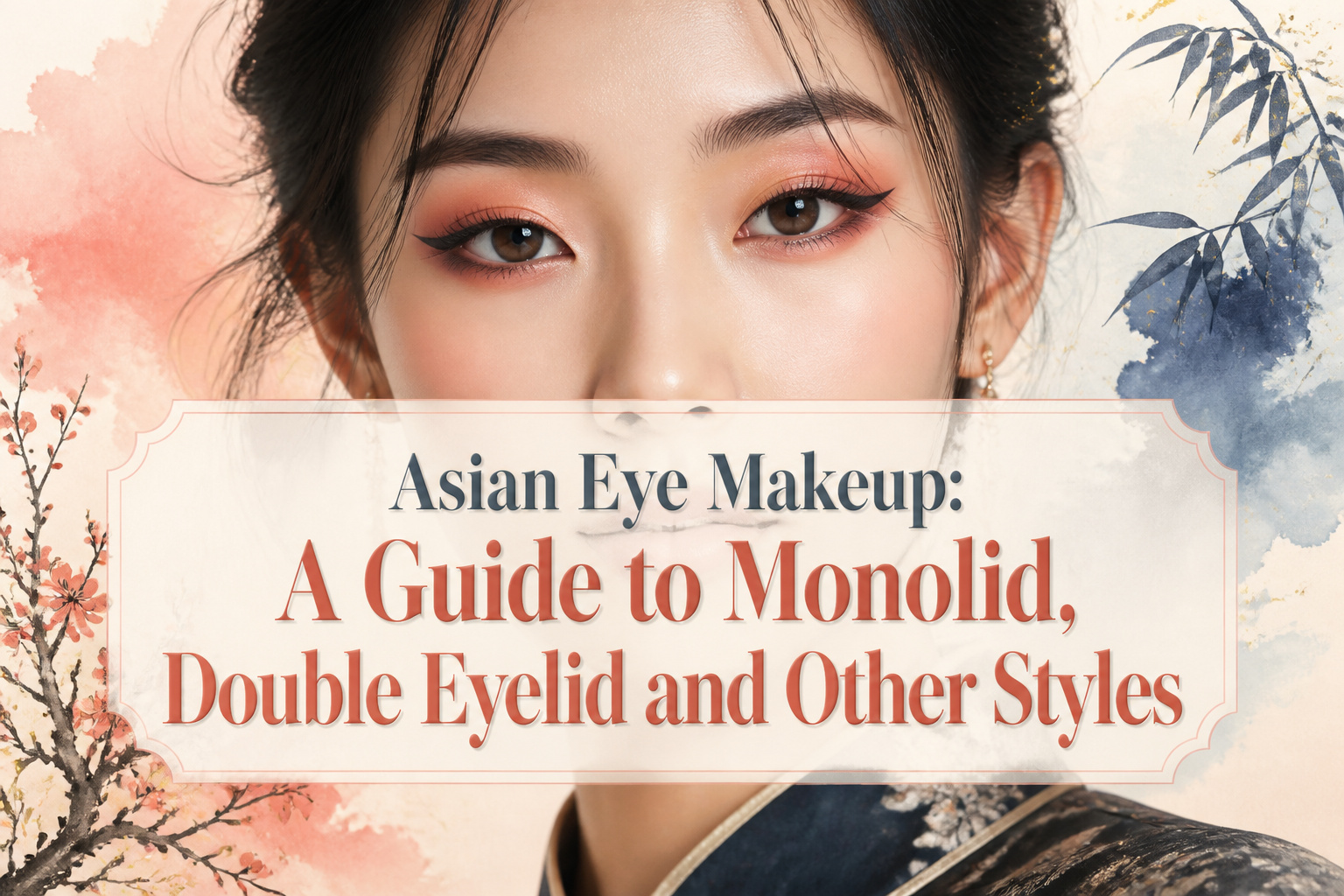 A model showcasing diverse Asian eye makeup styles in a beauty setting.