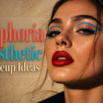 Various Euphoria aesthetic makeup ideas displayed on models.