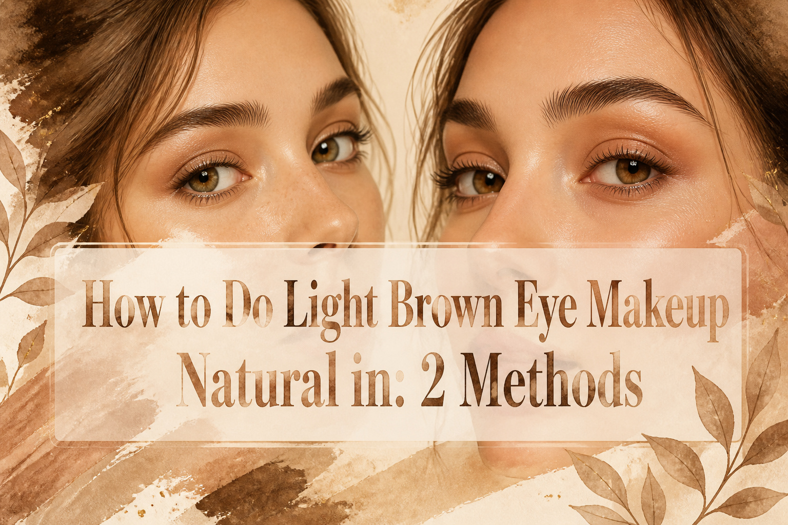 Model applying light brown eye makeup with natural lighting.