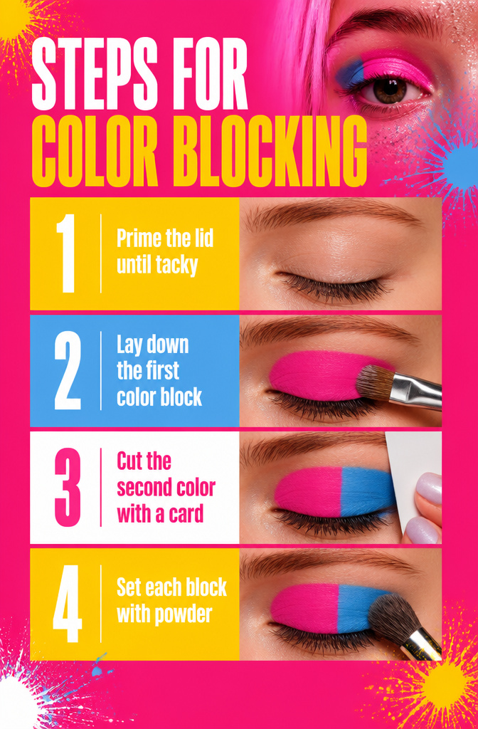 15 Euphoria Aesthetic Makeup Ideas for 2026 13 Illustration detailing how to achieve color blocking in makeup.