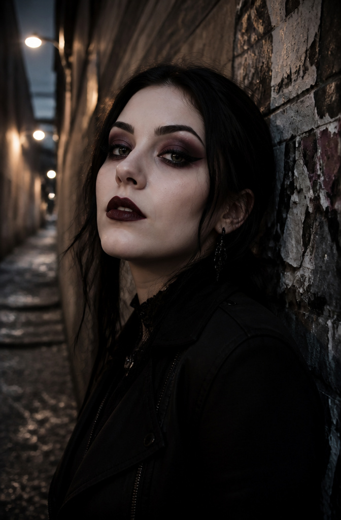 Unique Makeup Styles: 15 Looks, Types and Ideas for 2026 15 Woman in an urban alley showcasing gothic makeup with deep colors.