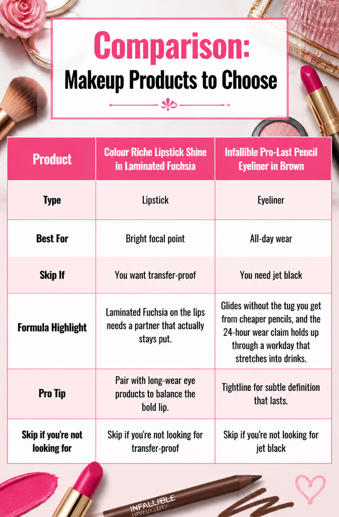 16 Cute Makeup Ideas for Eyes, Lips, and Cheeks in 2026 19 A chart comparing various makeup products and their uses.