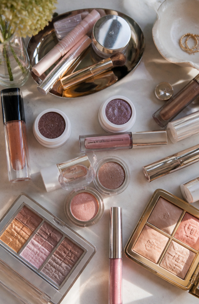 15 Euphoria Aesthetic Makeup Ideas for 2026 19 Display of makeup products used for Euphoria aesthetic.