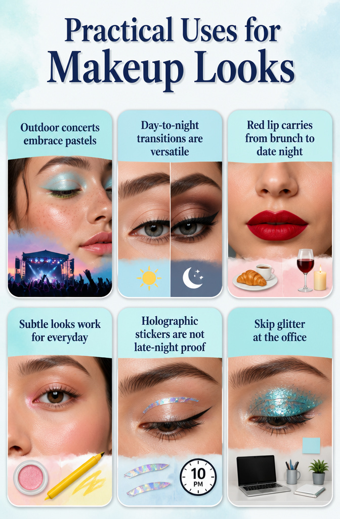 16 Cute Makeup Ideas for Eyes, Lips, and Cheeks in 2026 20 A visual guide to practical makeup looks for different events.