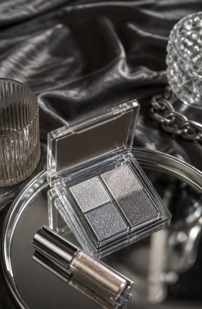 15 Euphoria Aesthetic Makeup Ideas for 2026 6 Model's eyelids adorned with shiny metallic silver eyeshadow.