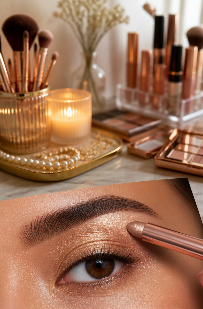 Almond Eyes Makeup: A Step-by-Step Tutorial for 2026 7 Close-up of an almond eye with a highlighted brow bone.