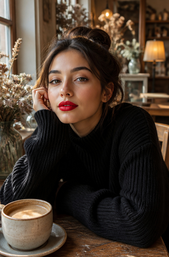 16 Cute Makeup Ideas for Eyes, Lips, and Cheeks in 2026 7 A model with a bold red lip and minimal eye makeup.
