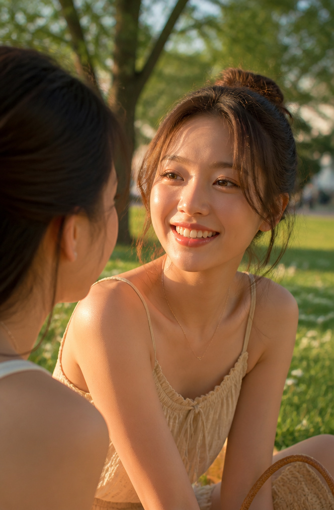 16 Cute Makeup Ideas for Eyes, Lips, and Cheeks in 2026 8 A model with shiny glossy lips in a sunlit outdoor park.