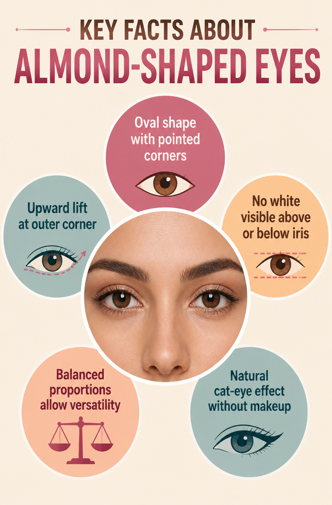 Almond Eyes Makeup: A Step-by-Step Tutorial for 2026 10 Information graphic about almond-shaped eyes.
