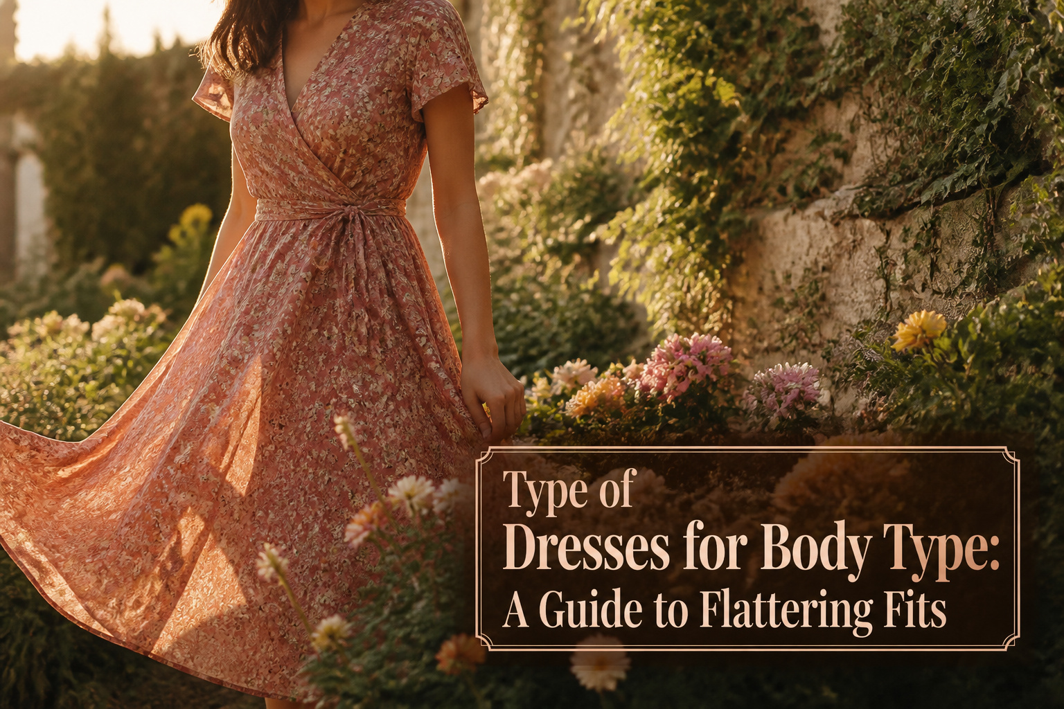 Different dresses arranged to illustrate flattering fits for various body shapes.