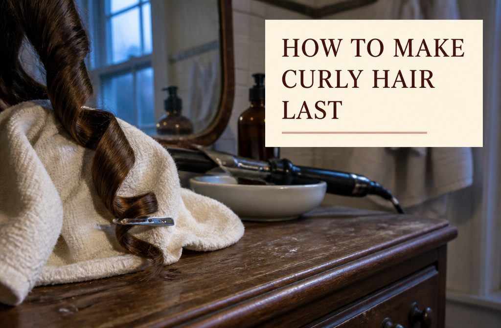 Curling iron, soft rollers and braided hair arranged as curly hair styling tools